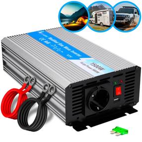 Трансформатор напряжения Extralink OPIP-1500W, для легкового автомобиля, серебристый цв., 12 В, 1.5 - 3 кВт