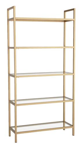 Grīdas plaukts Kalune Design Bookshelf K101, caurspīdīga krās./zelta krās., 165 cm x 80 cm x 30 cm