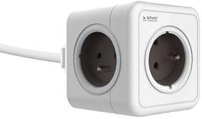 Удлинитель Elmak Powercube Savio PC-01, 1.5 м, 5 розеток, белый цв./серый цв.