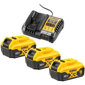 Akumuliatoriaus ir įkroviklio komplektas Dewalt CB1104P3-QW, 18 V, li-ion, 5000 mAh