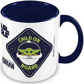 Puodelis Pyramid International Star Wars: The Mandalorian Child On Board, mėlyna sp./balta sp., 315 ml