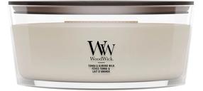 Svece, aromātiskā WoodWick Tonka & Almond Milk, 40 - 65 h, 453 g, balta krās.