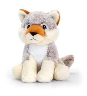 Pliušinis žaislas vilkas Keel Toys Keeleco SE1034K, balta sp./pilka sp., 18 cm