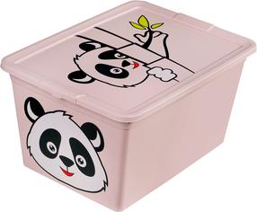 Daiktadėžė su dangčiu, daiktų saugojimo/žaislams Branq X Box Deco Animal Panda, 15 l, juoda sp./rožinė sp., 38.4 x 28.3 x 19.9 cm
