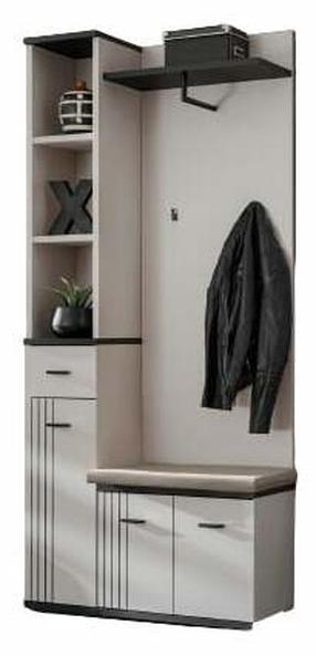 Prieškambario baldų komplektas ASM Hugo I, vidaus, baltas/juodas