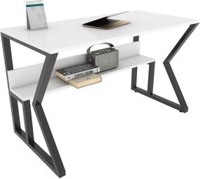 Rašomasis stalas su lentyna Kalune Design Wake 875ZNA4579, 120 cm x 60 cm, 72.8 cm, balta sp./juoda sp.