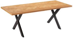 Stalas Home4you Rowan, ąžuolo sp./juoda sp., 200 cm x 90 cm x 75 cm