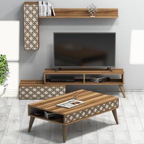 Комплект мебели для гостиной Kalune Design Planet, комнатные, кремовый цв./ореховый цв.
