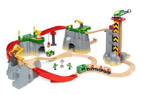 Žaislinis traukinys su bėgiais Brio World Cargo Mountain, įvairių spalvų