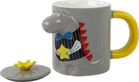  Кружка с крышкой Lean Toys Dinosaur, серый, 0.4 л