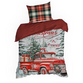 Kalėdinis patalynės užvalkalų komplektas Xmas, raudonas/žalias/pilkas, 140 x 200 cm