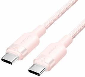 Laidas Vention TRDPH, 2 x USB Type C, 200 cm, rožinė sp., 60 W