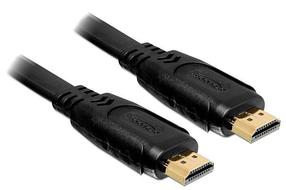 Vads Delock Cable 4K flat HDMI 19 pin male, HDMI 19 pin male, 5 m, melna krās.
