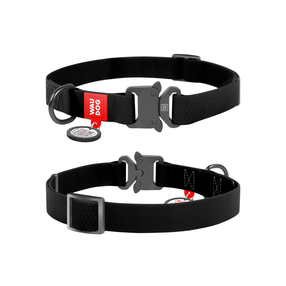 Kaelarihm koertele Waudog Waterproof QR, must v., 280 - 400 mm x 20 mm, M