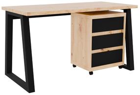Rašomasis stalas su stalčiais Iwo I, 135 cm x 65 cm, 75.2 cm, ąžuolo sp./juoda sp.