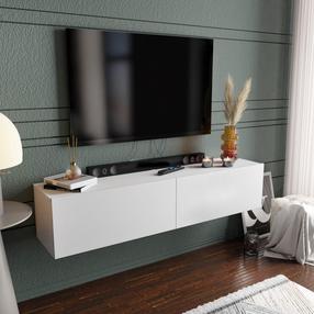 TV staliukas Kalune Design Poling, balta sp., 36.8 cm x 159.7 cm x 34.1 cm