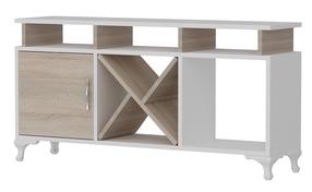 TV staliukas Kalune Design Ay, balta sp./šviesiai ruda sp., 120 cm x 29.5 cm x 53.6 cm