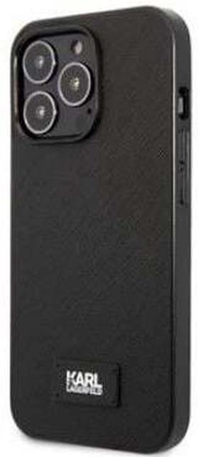 Telefona vāciņš Karl Lagerfeld Saffiano Plaque Case, melna krās., Apple