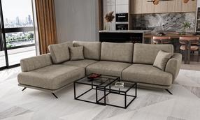 Kampinė sofa Larde Leve 18, šviesiai ruda sp., kairinė, 191 x 276 cm x 90 cm