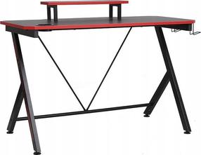 Kompiuterinių žaidimų stalas B-202, 120 cm x 60 cm, 88 cm, juoda sp./raudona sp.