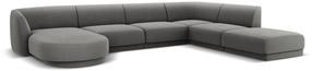 Stūra dīvāns Micadoni Home Miley Velvet Panoramic 6 Seats, gaiši pelēka krās., labais, 327 x 245 cm x 74 cm