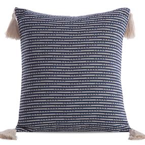 Dekoratyvinės pagalvėlės užvalkalas JJQ-10, kreminė sp./tamsiai mėlyna sp., 45 cm x 45 cm