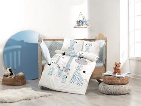 Vaikiškas patalynės užvalkalų komplektas Mijolnir Poplin Baby, mėlyna sp./balta sp., 100 x 150 cm