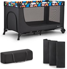 Maniežas KinderKraft Joy 2 2in1 129 x 73 cm, juoda sp.