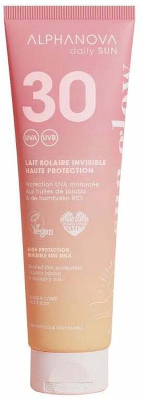 Лосьон для ухода за загаром для лица Alphanova Daily Sun Invisible Sun Glow SPF30, 150 мл
