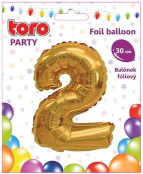 Folijas balons cipars 2, zelta krās.
