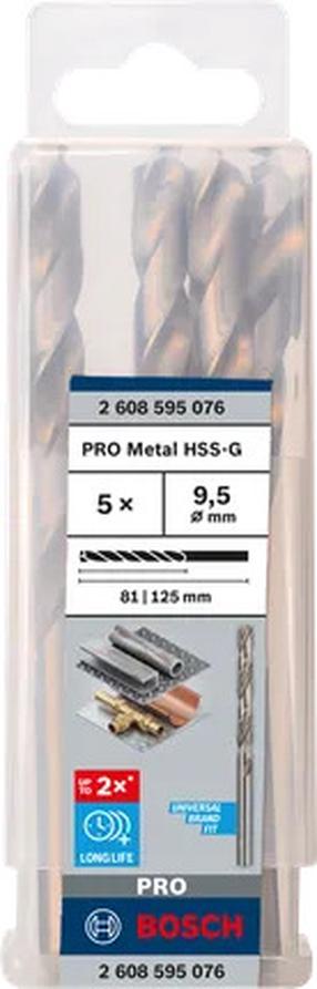 Metalo grąžtų rinkinys Bosch, metalas, hss-g, tiesus, 9.5 mm x 12.5 cm