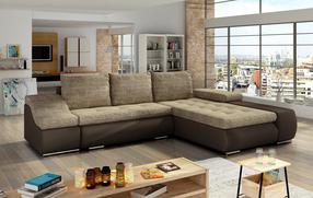 Kampinė sofa Ontario Berlin 03, Soft 66, šviesiai ruda sp./tamsiai ruda sp., dešininė, 200 x 296 cm x 88 cm