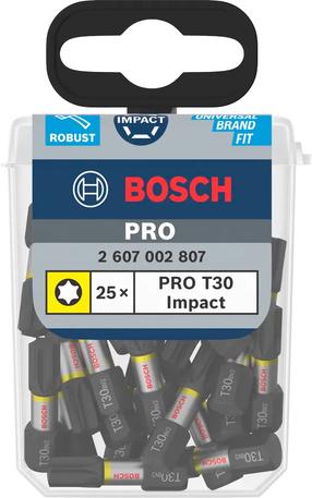 Набор битов для отверток Bosch Pro Impact T, T30, 25 мм, 1/4"