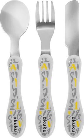 Galda piederumu komplekts bērniem Akuku A0103, 1 g., plastmasa/metāls, dzeltena krās./pelēka krās.