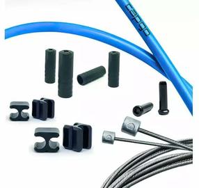 Edastuskaabel, komplekt Capgo Shimano/Sram Road & MTB, plastik/roostevaba teras, sinine v.