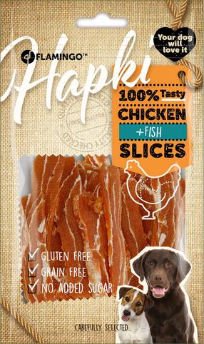 Лакомство для собак Flamingo Hapki Slices, курица/треска, 0.085 кг