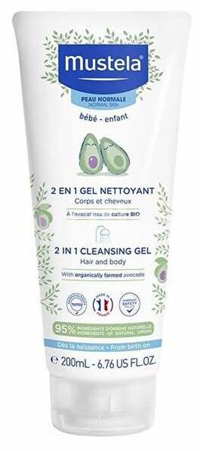 Dušigeel ja šampoon Mustela 2 in 1 Cleansing Gel with Avocado, 200 ml