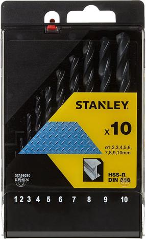 Набор сверл по металлу Stanley STA56030, металл, hss-r, цилиндрический, 1 - 10 мм x 13.3 см