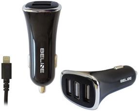 Automobilinis įkroviklis Beline, Apple Lightning/3 x USB, juoda sp.