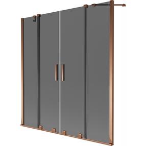 Dušo sienelė Mexen Velar Duo, 140 cm x 150 cm, grafito sp./rausvojo aukso sp./grūdintas