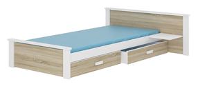 Bērnu gulta ADRK Aldex Shelf, balta krās./brūngans krās., 90 x 200 cm, ar nodalījumu gultas veļai, ar matraci