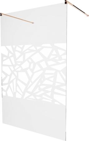 Стенка для душа Mexen Kioto Walk-In, 100 см x 200 см, белый цв./розовое золото цв./закаленный