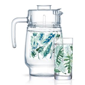 Krūka ar glāzēm Luminarc Tropical Foliage, plastmasa, 0.270 l, 7 gab.