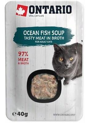 Šlapias kačių maistas Ontario Tasty Meat In Broth Ocean Fish Soup, žuvis, 0.04 kg