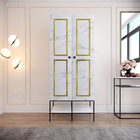 Skapis Kalune Design Martin 2, zelta krās./balta krās./melna krās., 84 cm x 50 cm x 200 cm