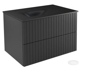 Vonios spintelė su praustuvu Besco Akya Linea, juoda sp., 52.5 cm x 66 cm x 50.7 cm