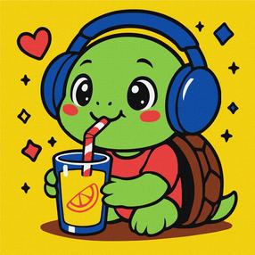 Tapymas pagal skaičius Ideyka Turtle Drinks Lemonade, įvairių spalvų