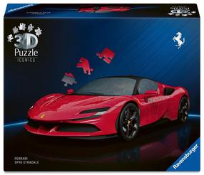 3D dėlionė Ravensburger Ferrari SF90 Stradale, 25.1 cm x 12.8 cm, 163 vnt., raudona sp.