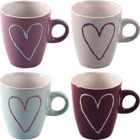 Наборы чашек Orion Heart, розовый цв./фиолетовый цв./голубой цв., 0.230 л