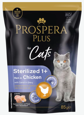 Влажный корм для кошек Prospera Plus Sterilized, курица/морковь, 0.085 кг